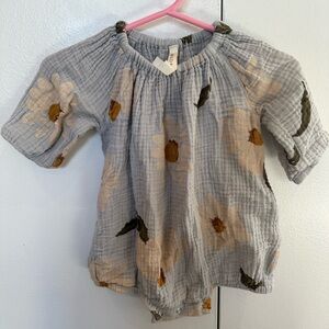 Wild Wawa Gauze Blue Daisy Bubble Romper 3-6 months